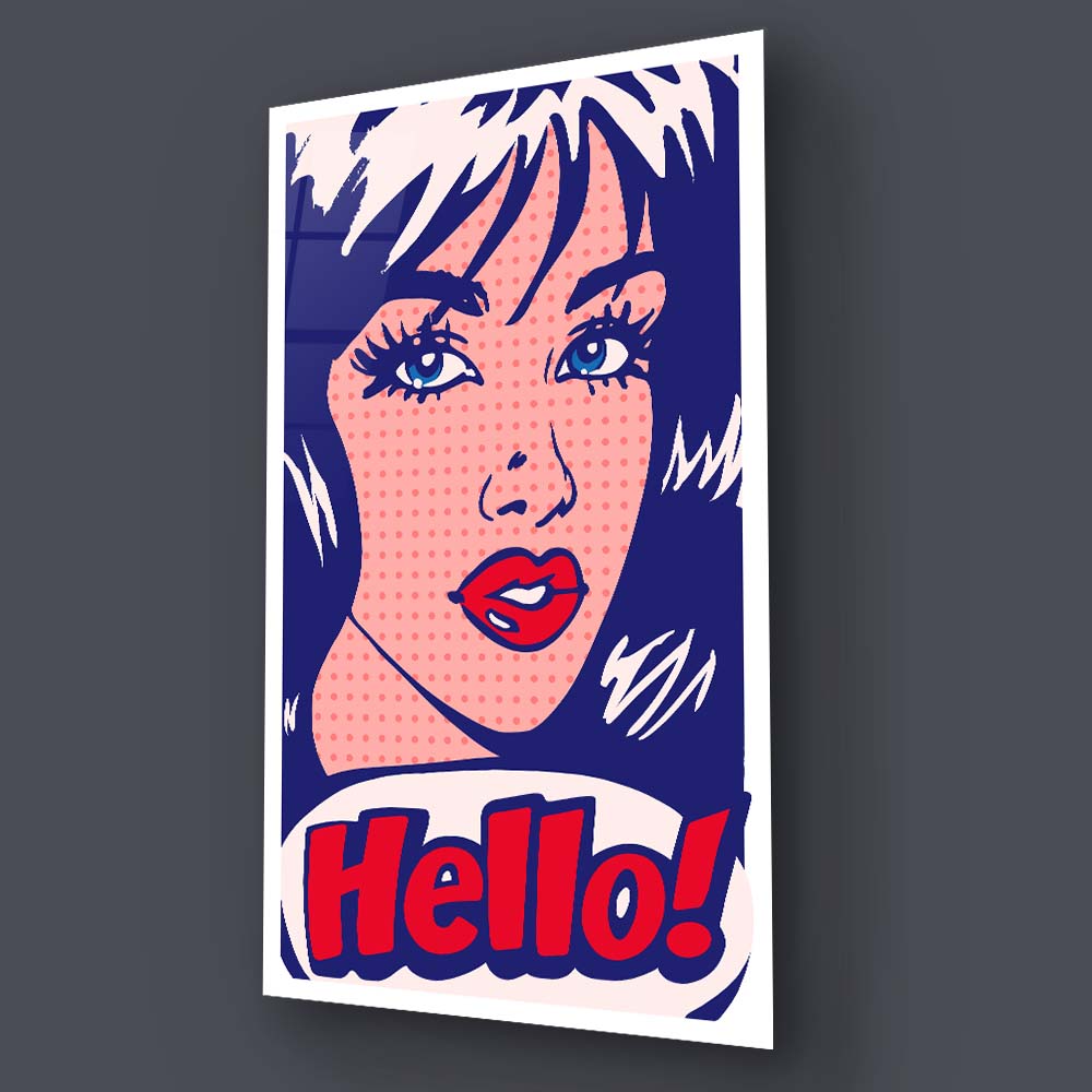 Hello! Retro Glass Wall Art