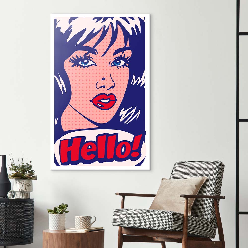 Hello! Retro Glass Wall Art