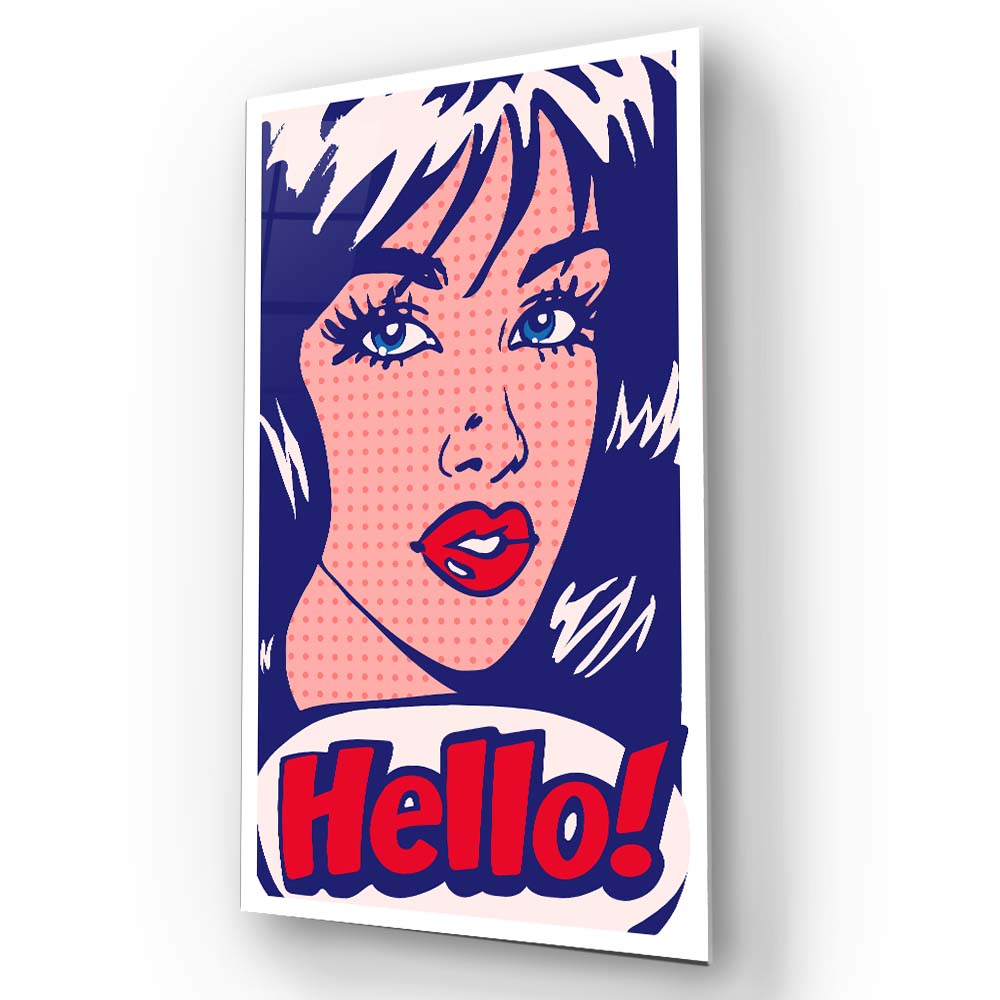 Hello! Retro Glass Wall Art