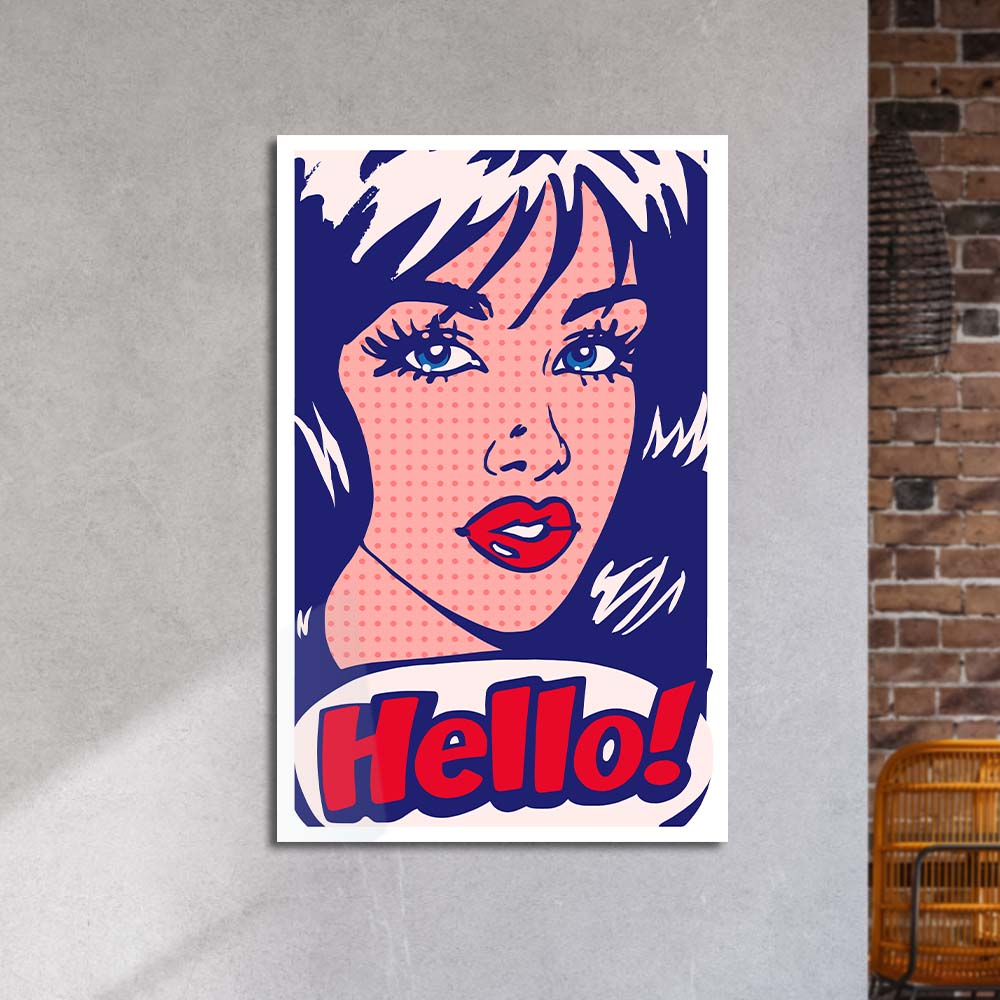 Hello! Retro Glass Wall Art
