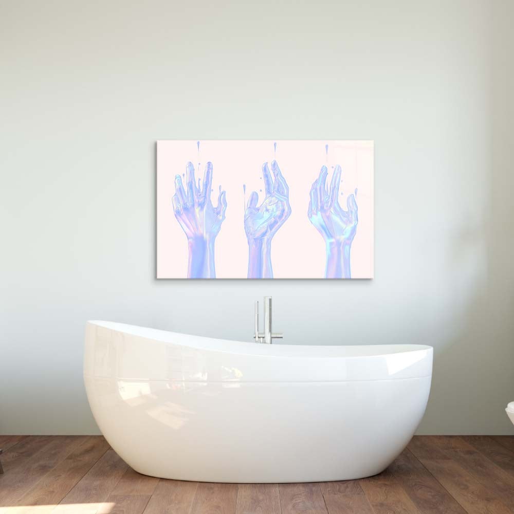 Holographic Hands Glass Wall Art