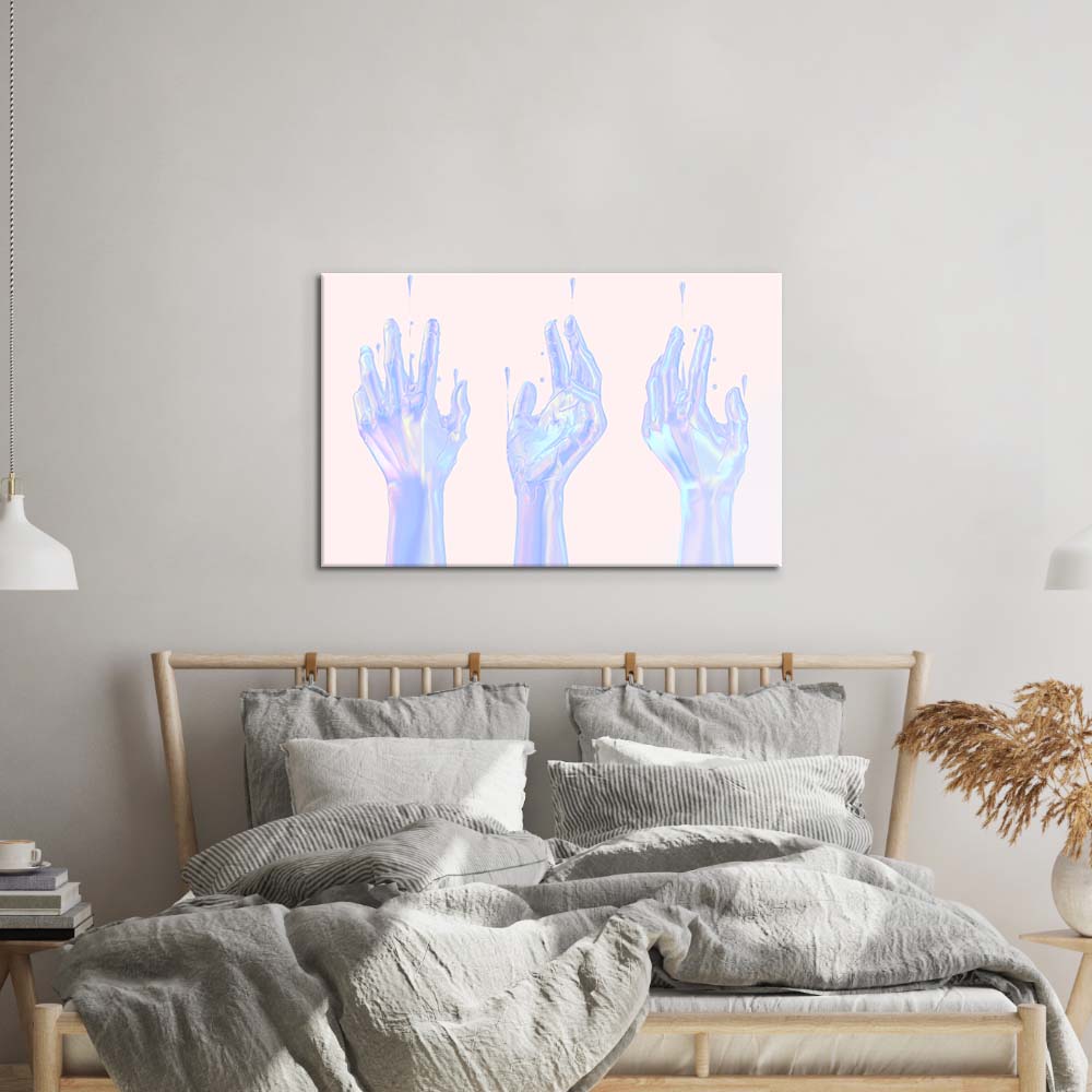 Holographic Hands Glass Wall Art