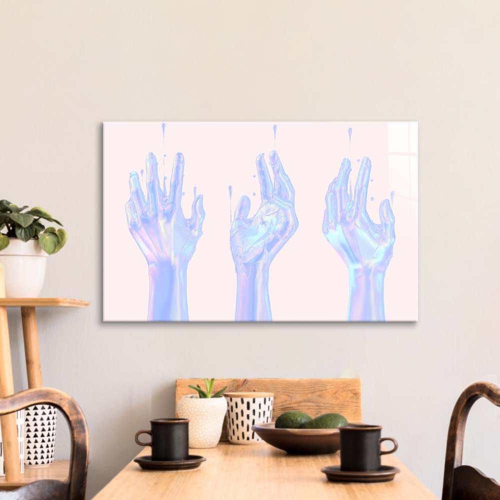 Holographic Hands Glass Wall Art