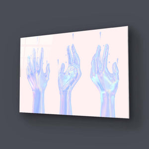 Holographic Hands Glass Wall Art