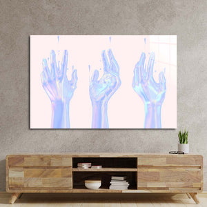 Holographic Hands Glass Wall Art