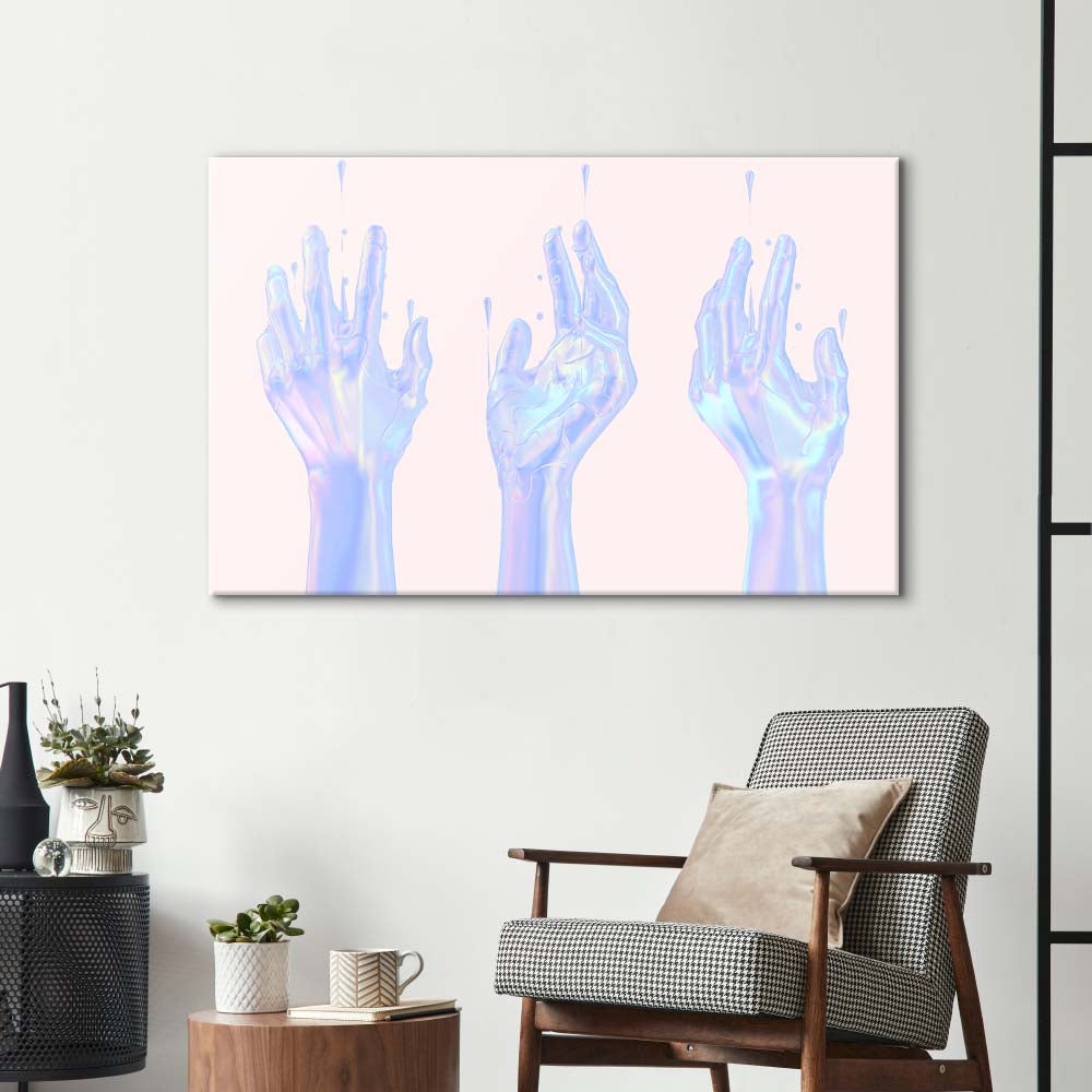 Holographic Hands Glass Wall Art