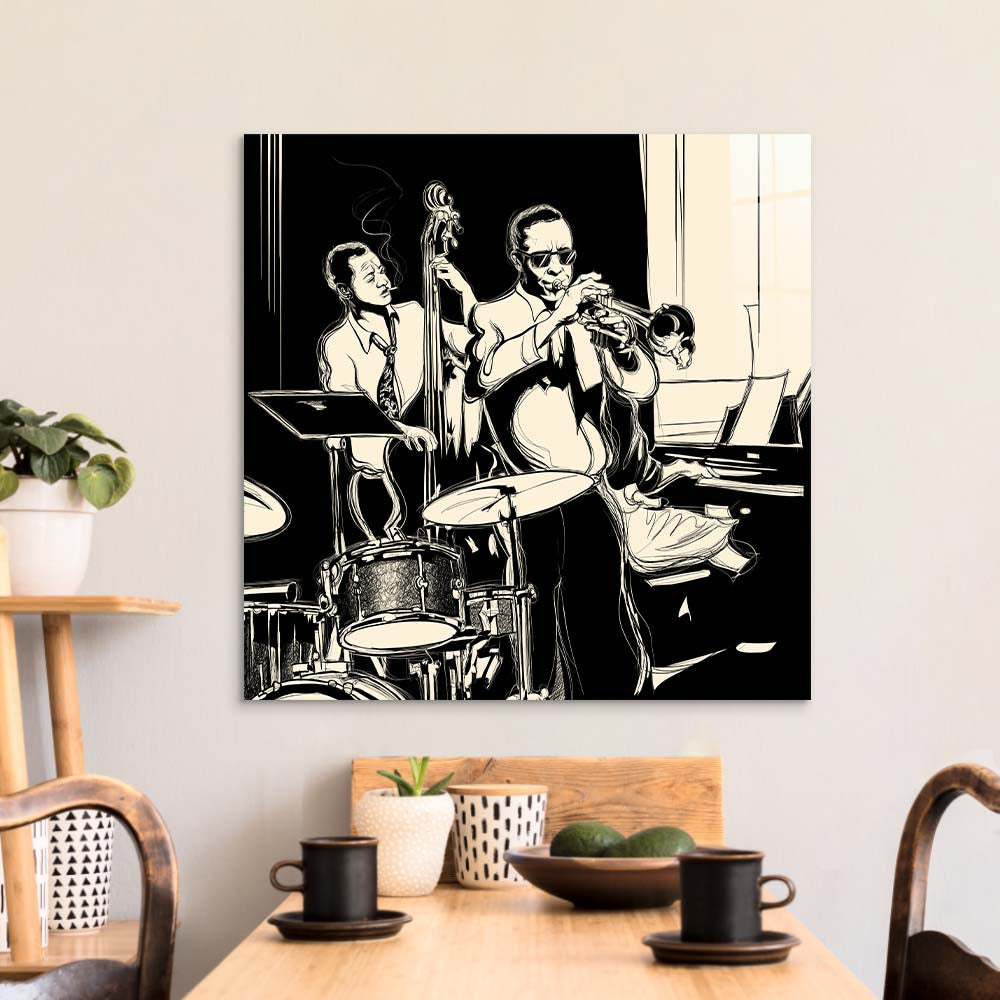 Jazz Band Glass Wall Art