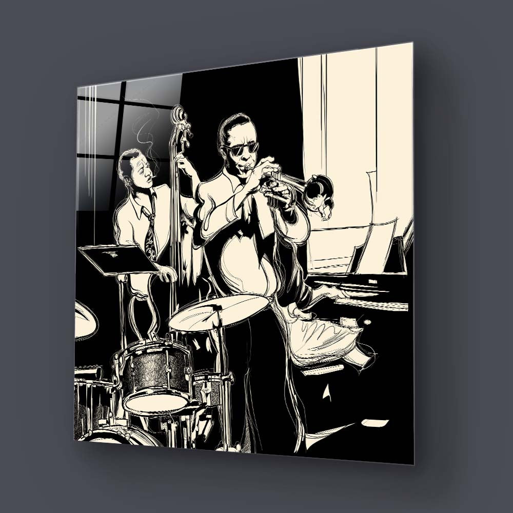 Jazz Band Glass Wall Art