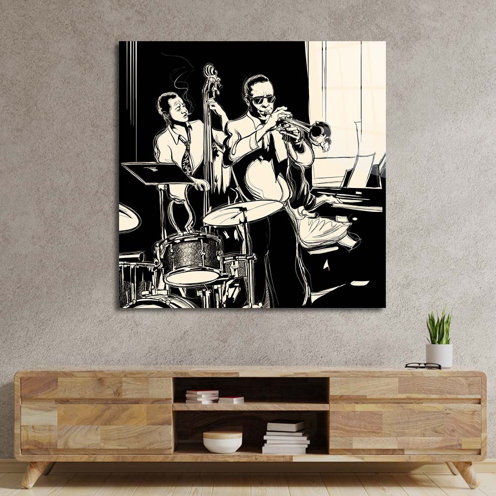 Jazz Band Glass Wall Art