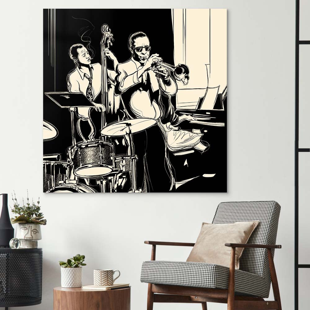 Jazz Band Glass Wall Art