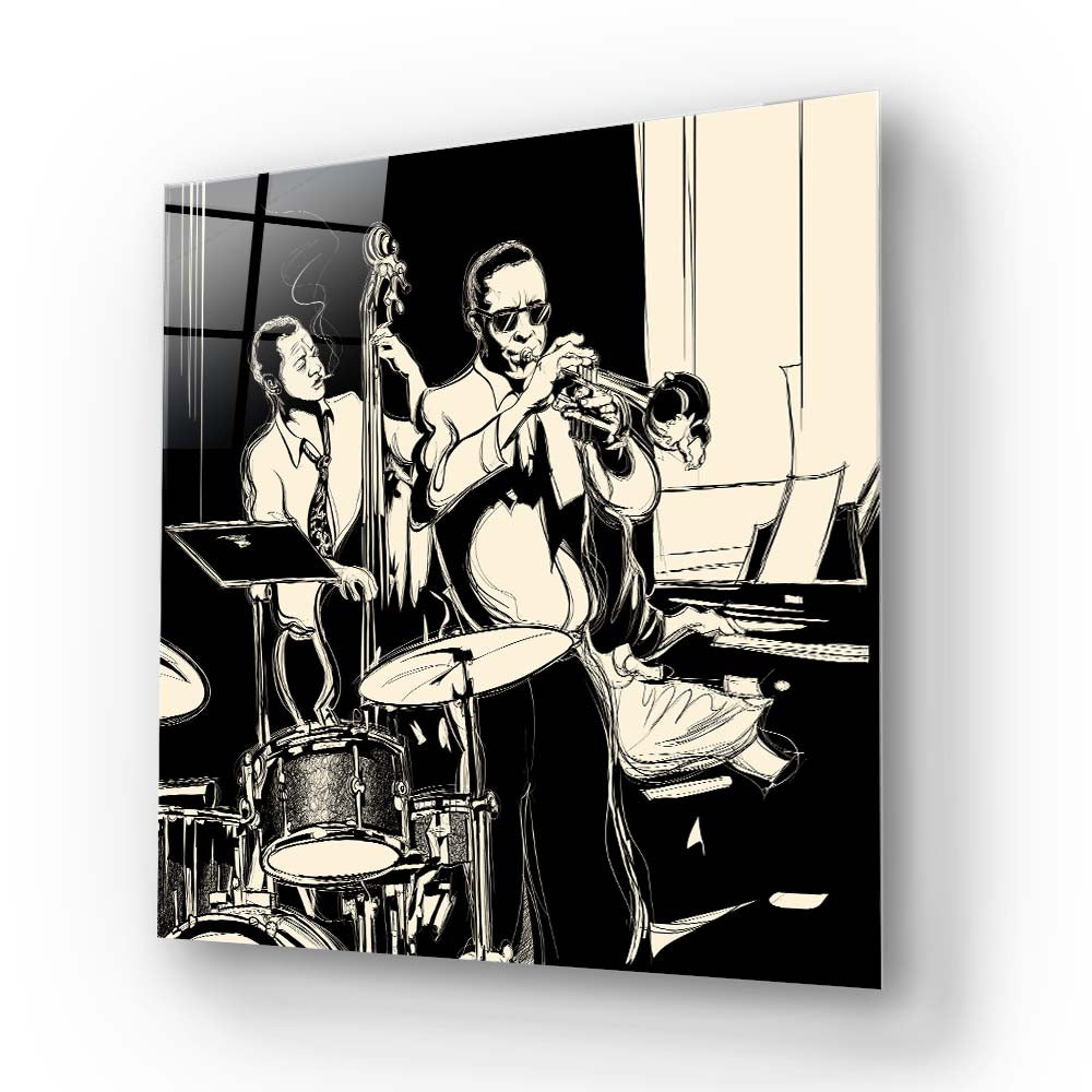 Jazz Band Glass Wall Art