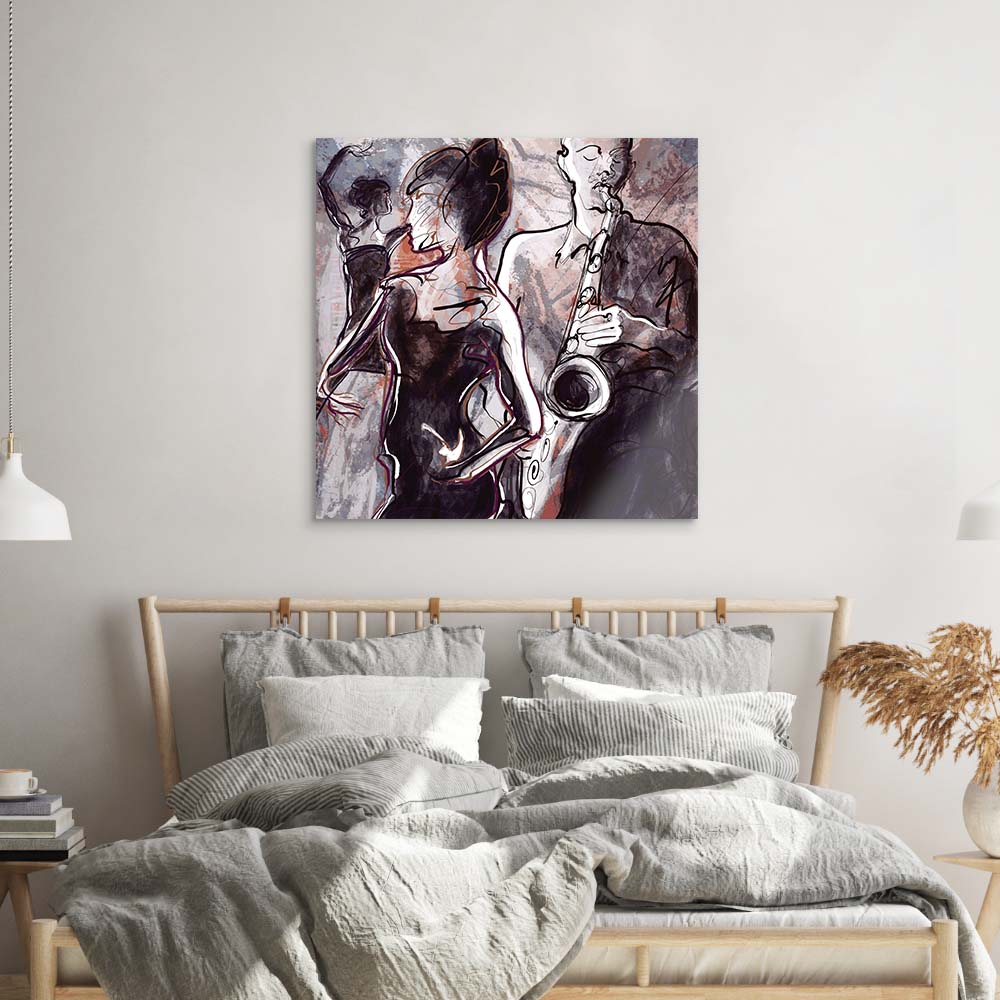 Jazz Band with Dancers Glass Wall Art