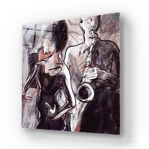 Jazz Band with Dancers Glass Wall Art