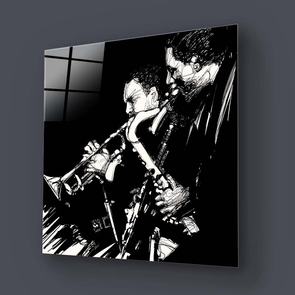 Jazz Brass Band Glass Wall Art