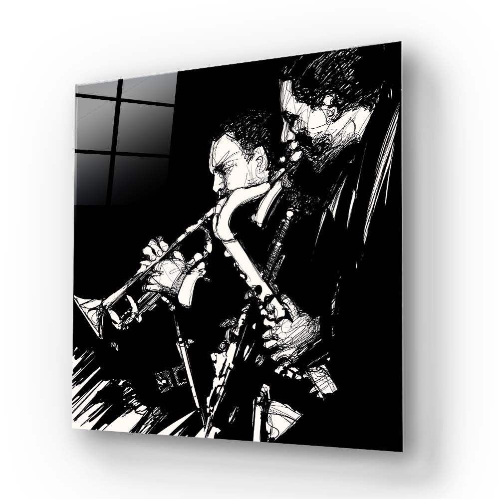 Jazz Brass Band Glass Wall Art