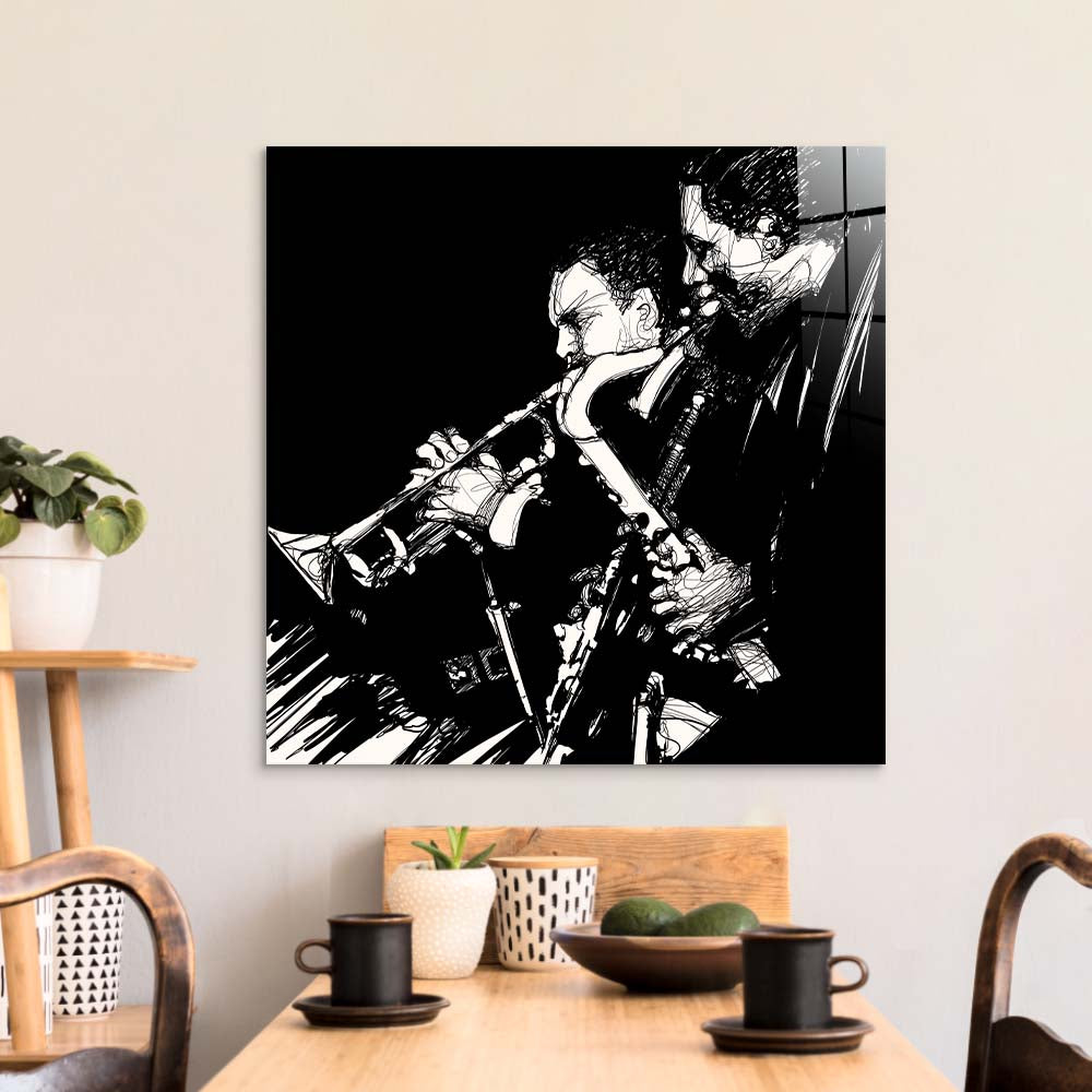 Jazz Brass Band Glass Wall Art