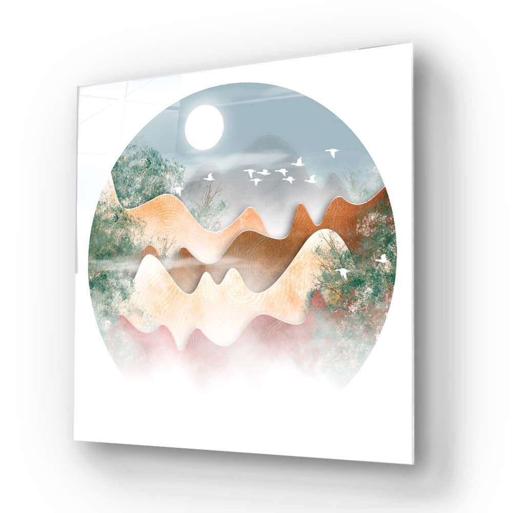 Morning Dew Chinese Illustration Glass Wall Art