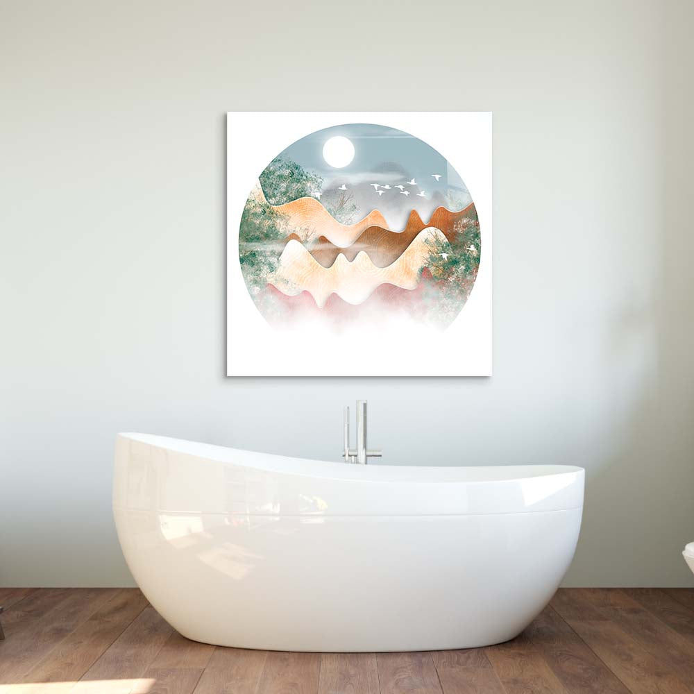 Morning Dew Chinese Illustration Glass Wall Art