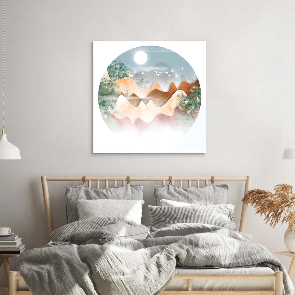 Morning Dew Chinese Illustration Glass Wall Art