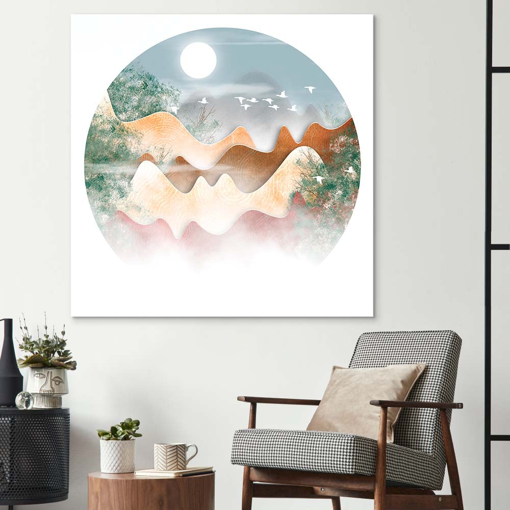 Morning Dew Chinese Illustration Glass Wall Art