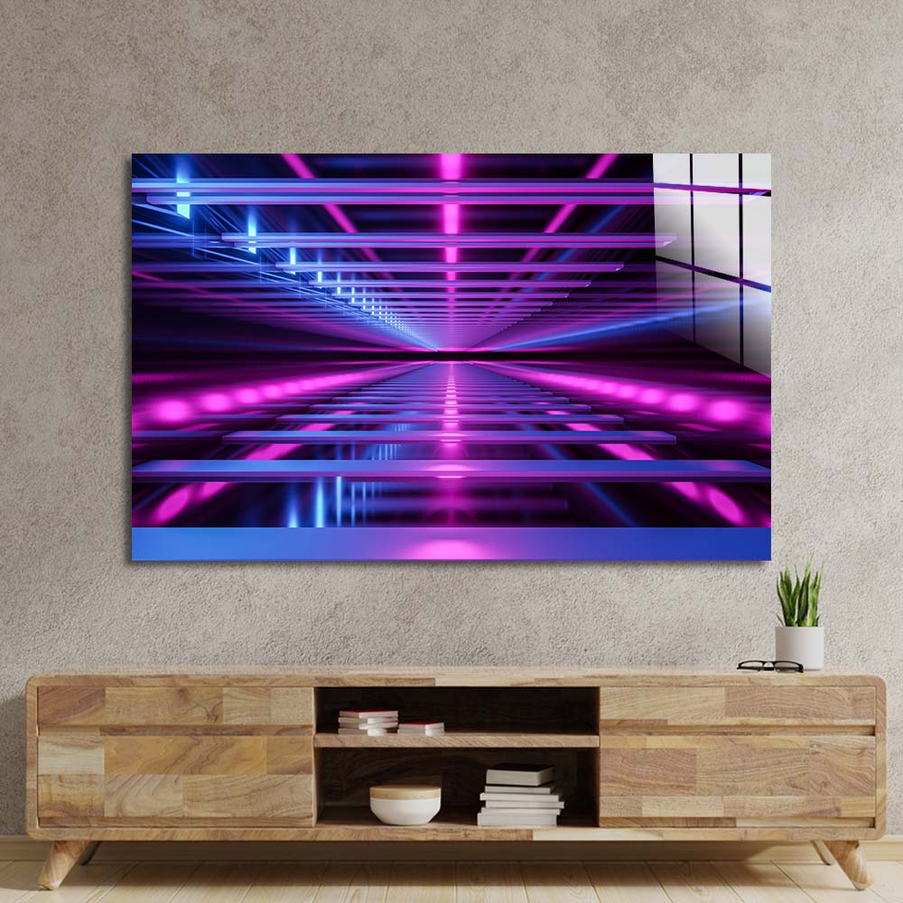 Neon Passage Glass Wall Art