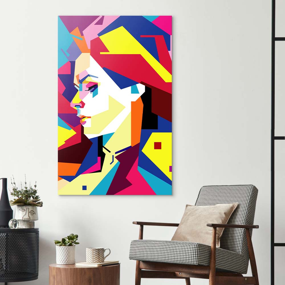 Neon Pop Art Girl Glass Wall Art