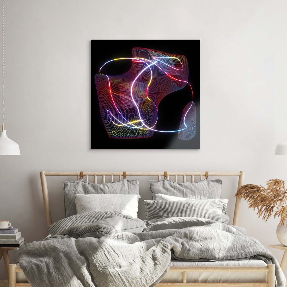 Neon Thread Glass Wall Art