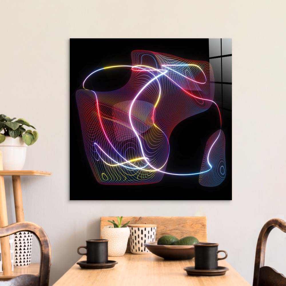 Neon Thread Glass Wall Art