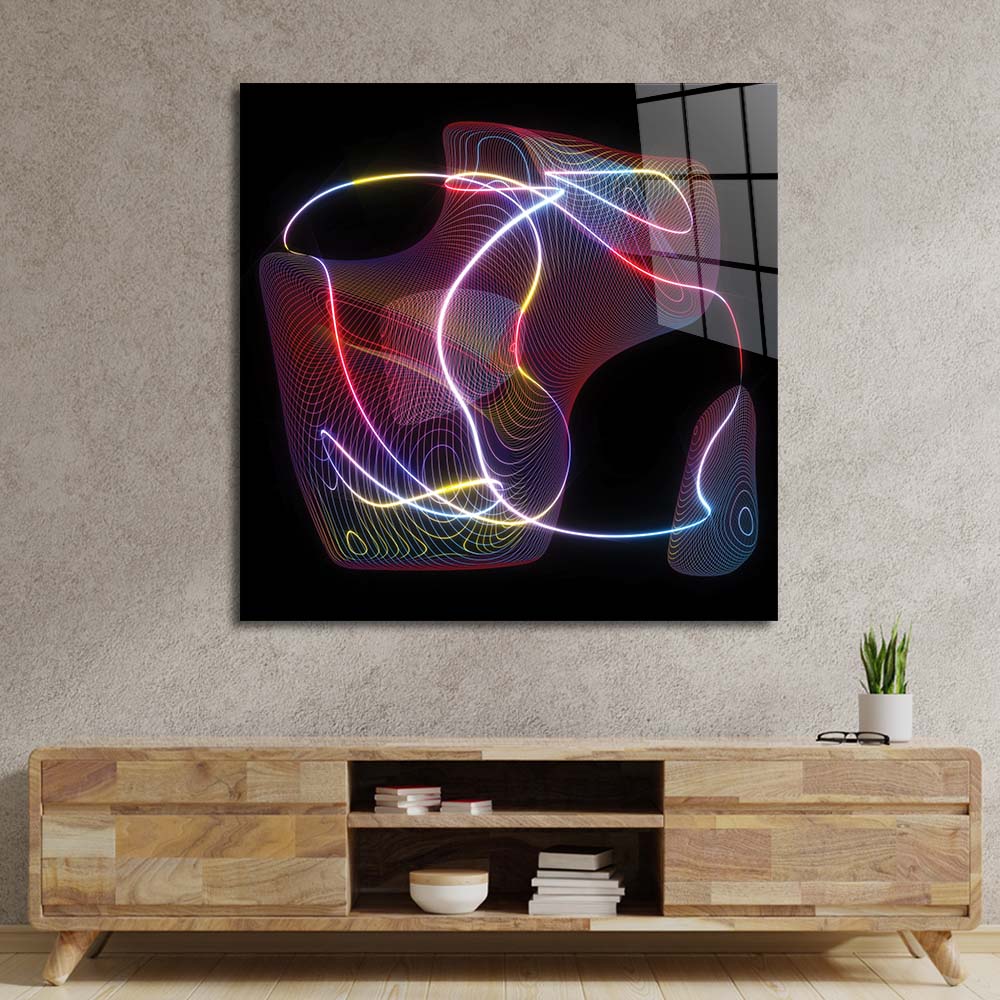 Neon Thread Glass Wall Art