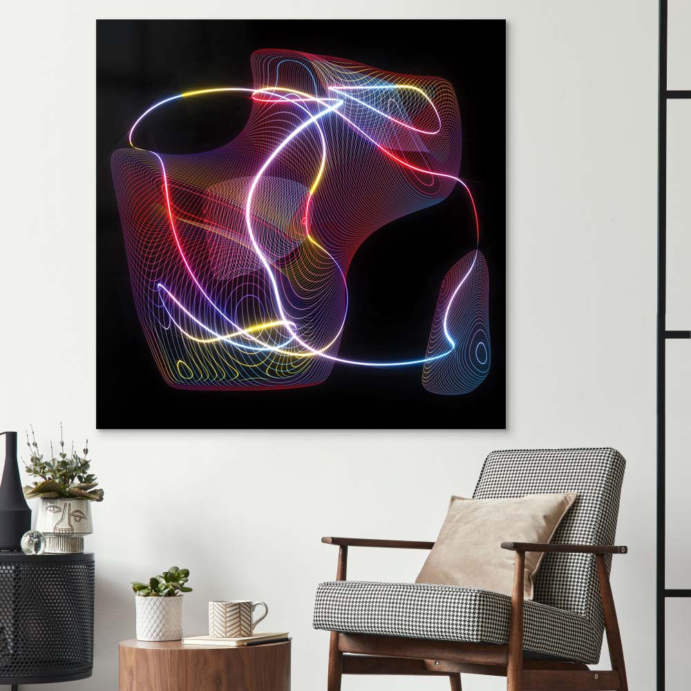 Neon Thread Glass Wall Art