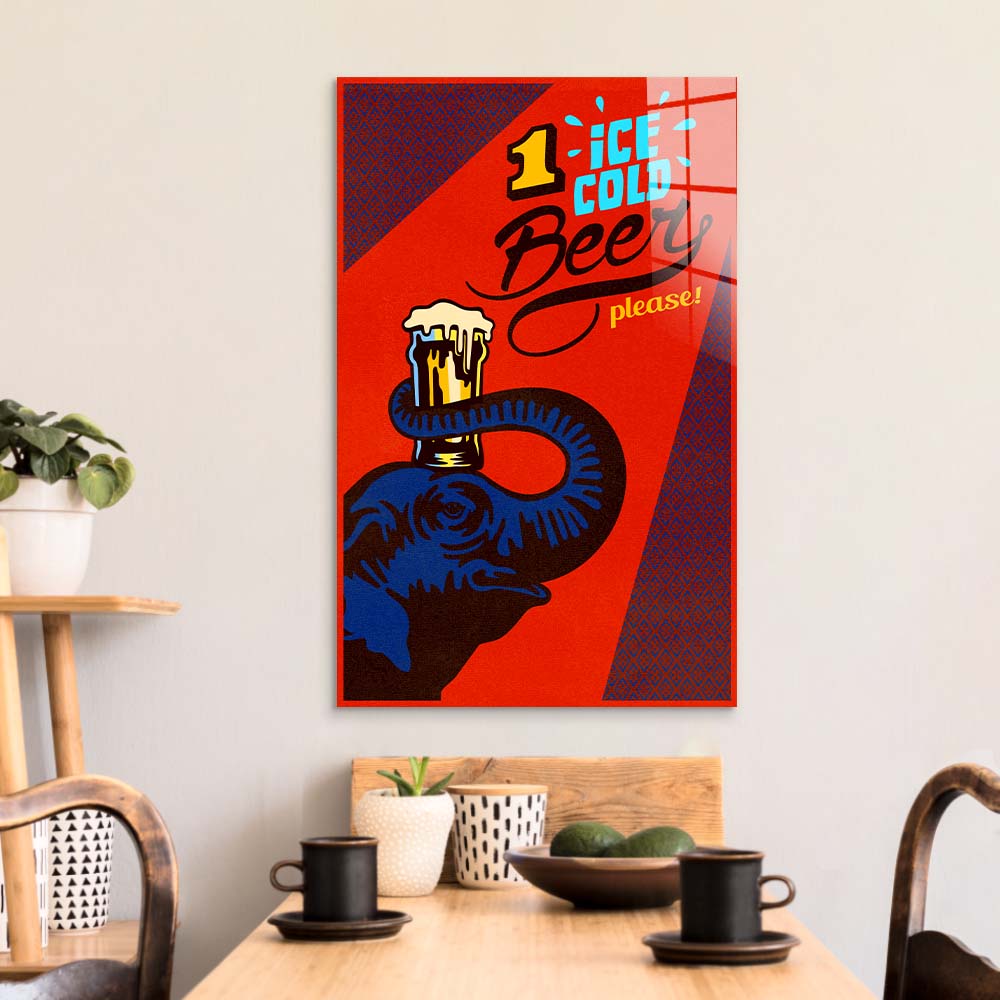 One Ice Cold Beer, Please Glass Wall Art