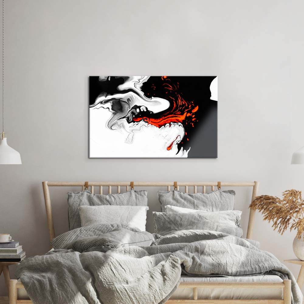 Orange and Black Liquid Marble Glass Wall Art