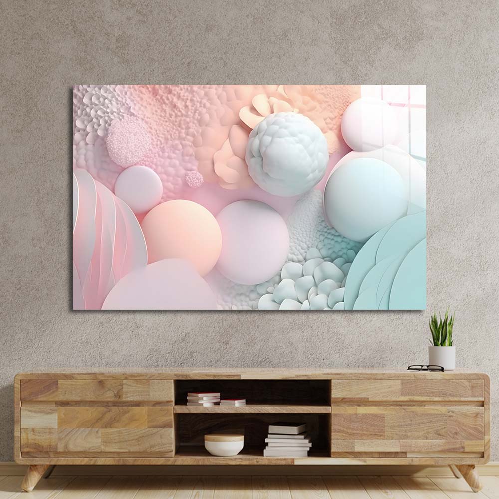 Pastel 3D Bubbles Glass Wall Art