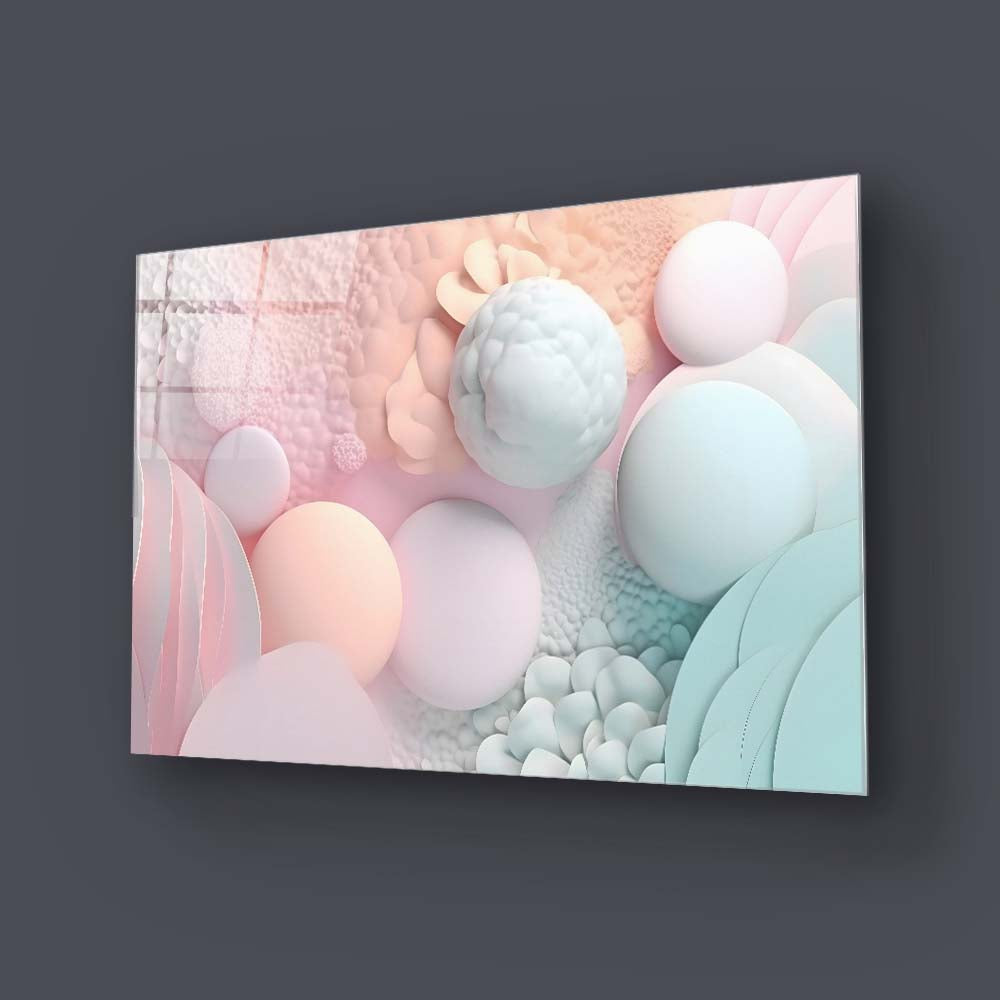 Pastel 3D Bubbles Glass Wall Art