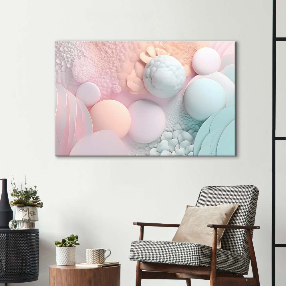 Pastel 3D Bubbles Glass Wall Art