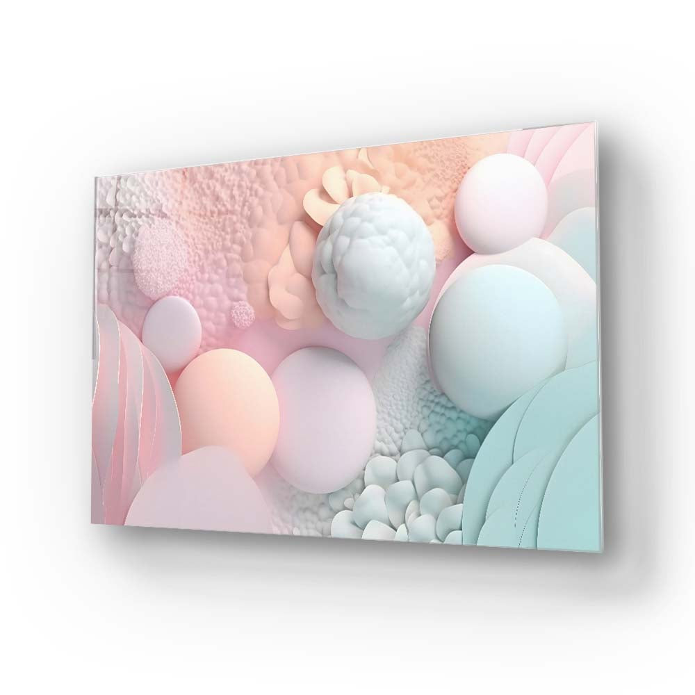 Pastel 3D Bubbles Glass Wall Art