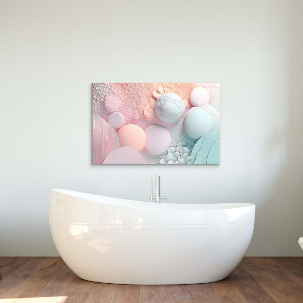 Pastel 3D Bubbles Glass Wall Art
