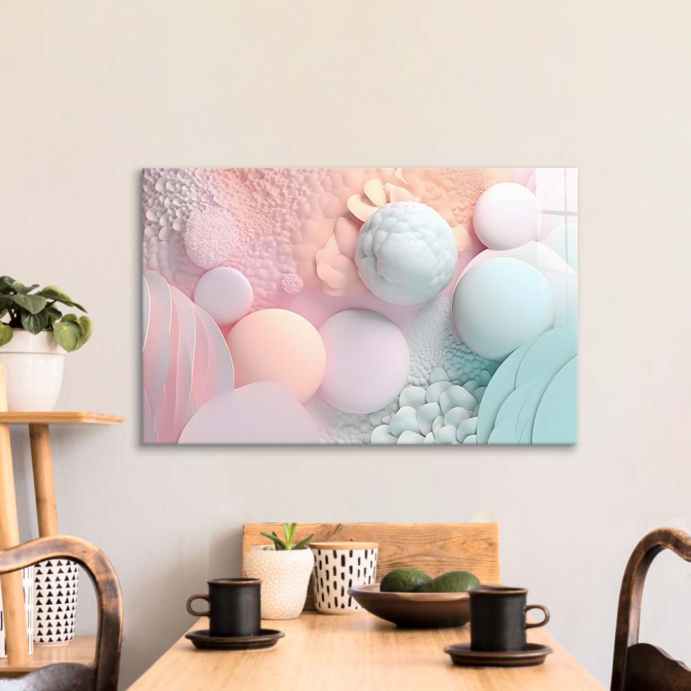 Pastel 3D Bubbles Glass Wall Art