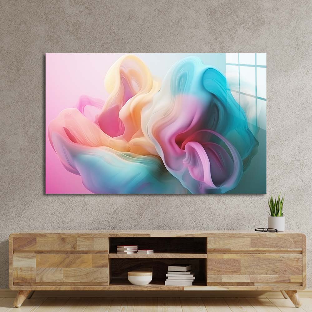 Pastel 3D Cloud 2 Glass Wall Art
