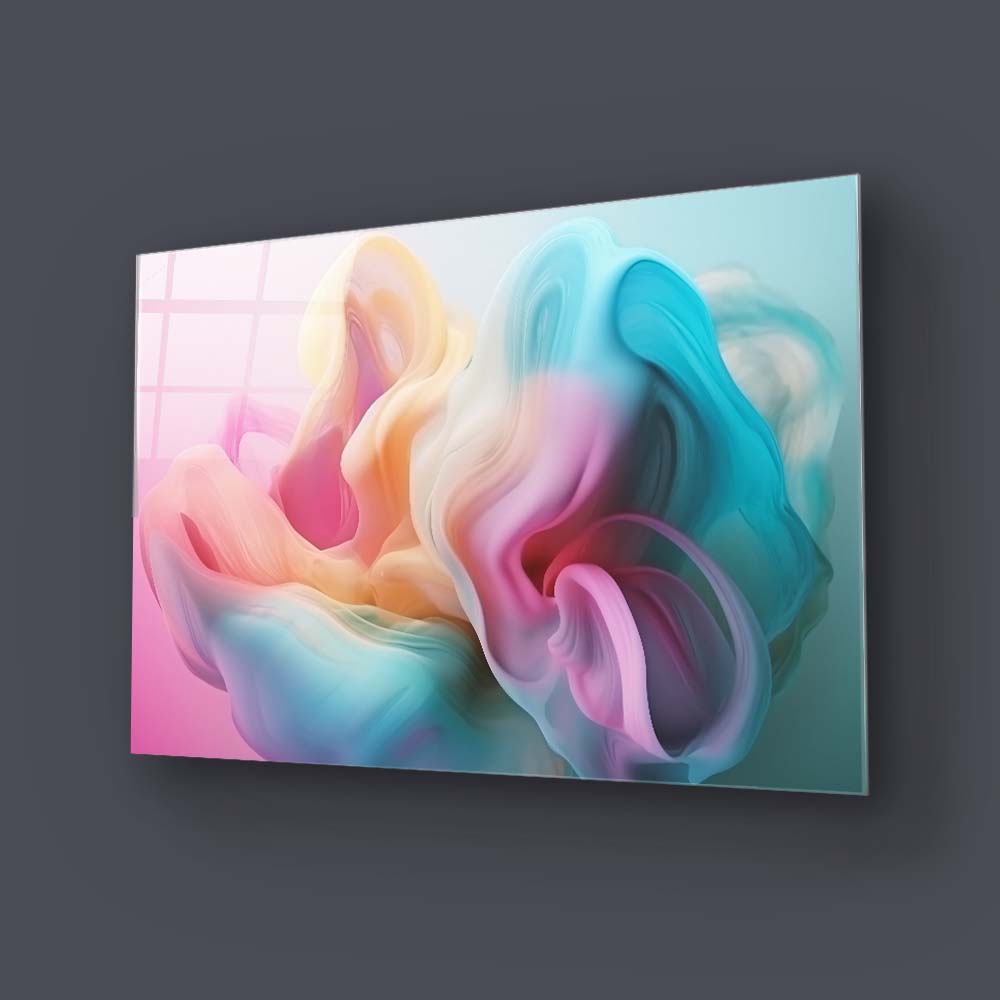 Pastel 3D Cloud 2 Glass Wall Art