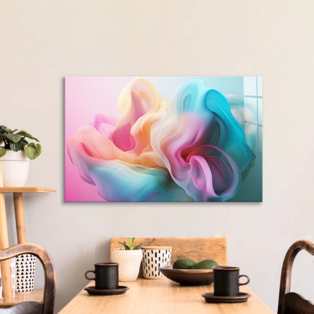 Pastel 3D Cloud 2 Glass Wall Art