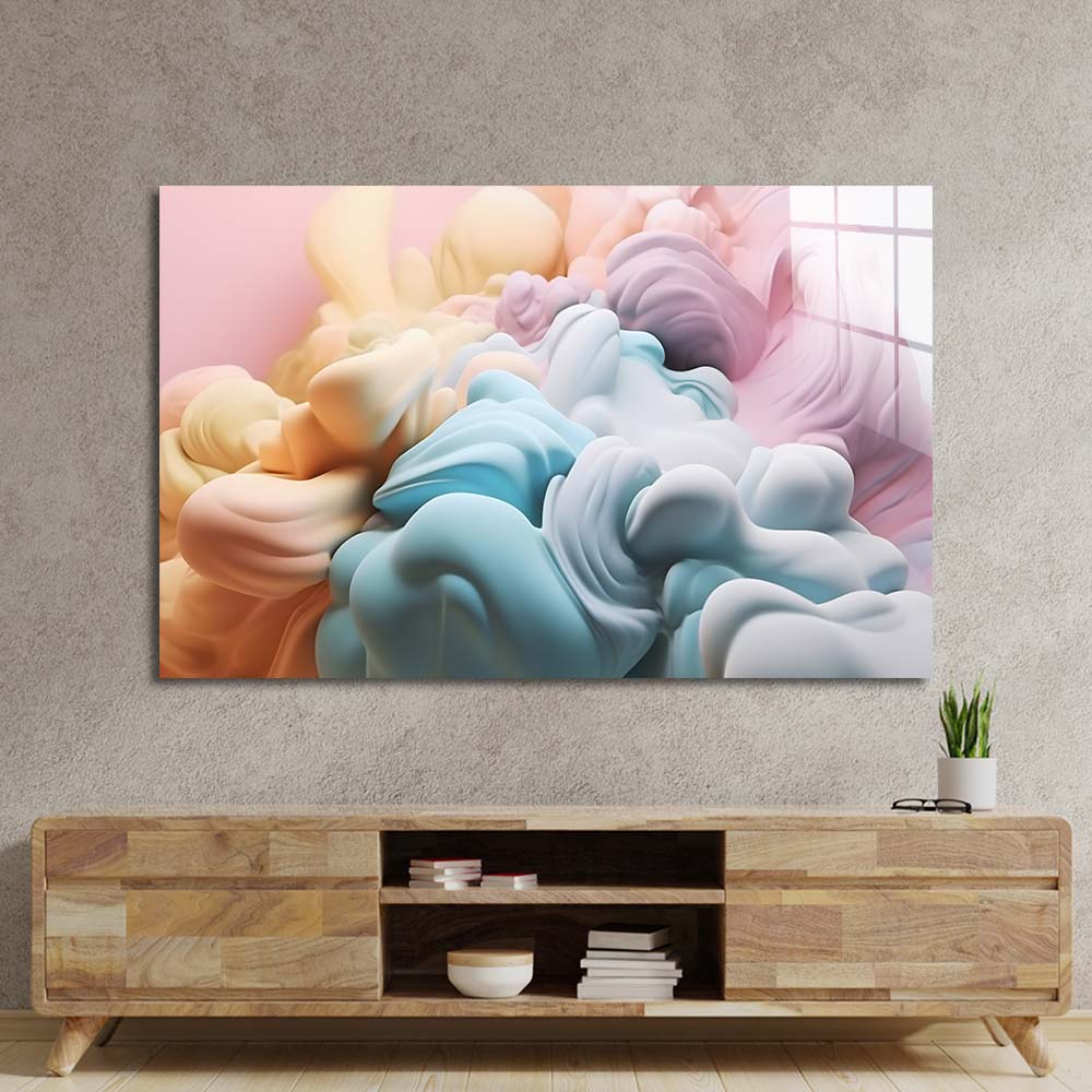 Pastel 3D Cloud Glass Wall Art