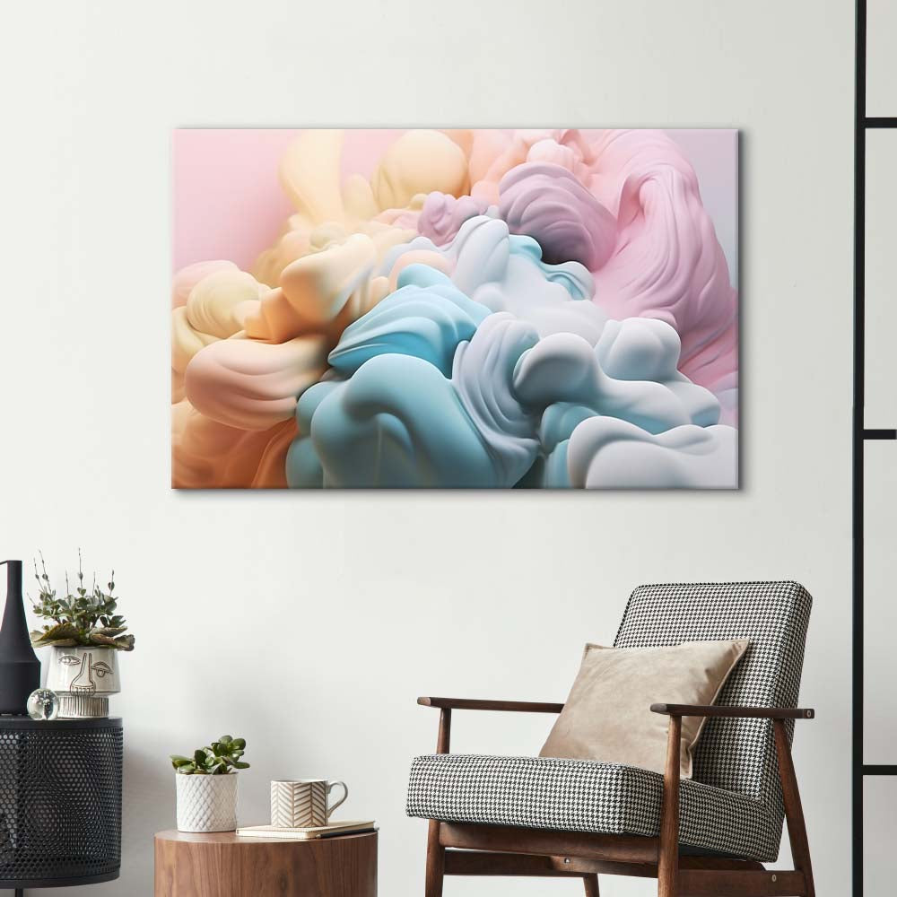 Pastel 3D Cloud Glass Wall Art