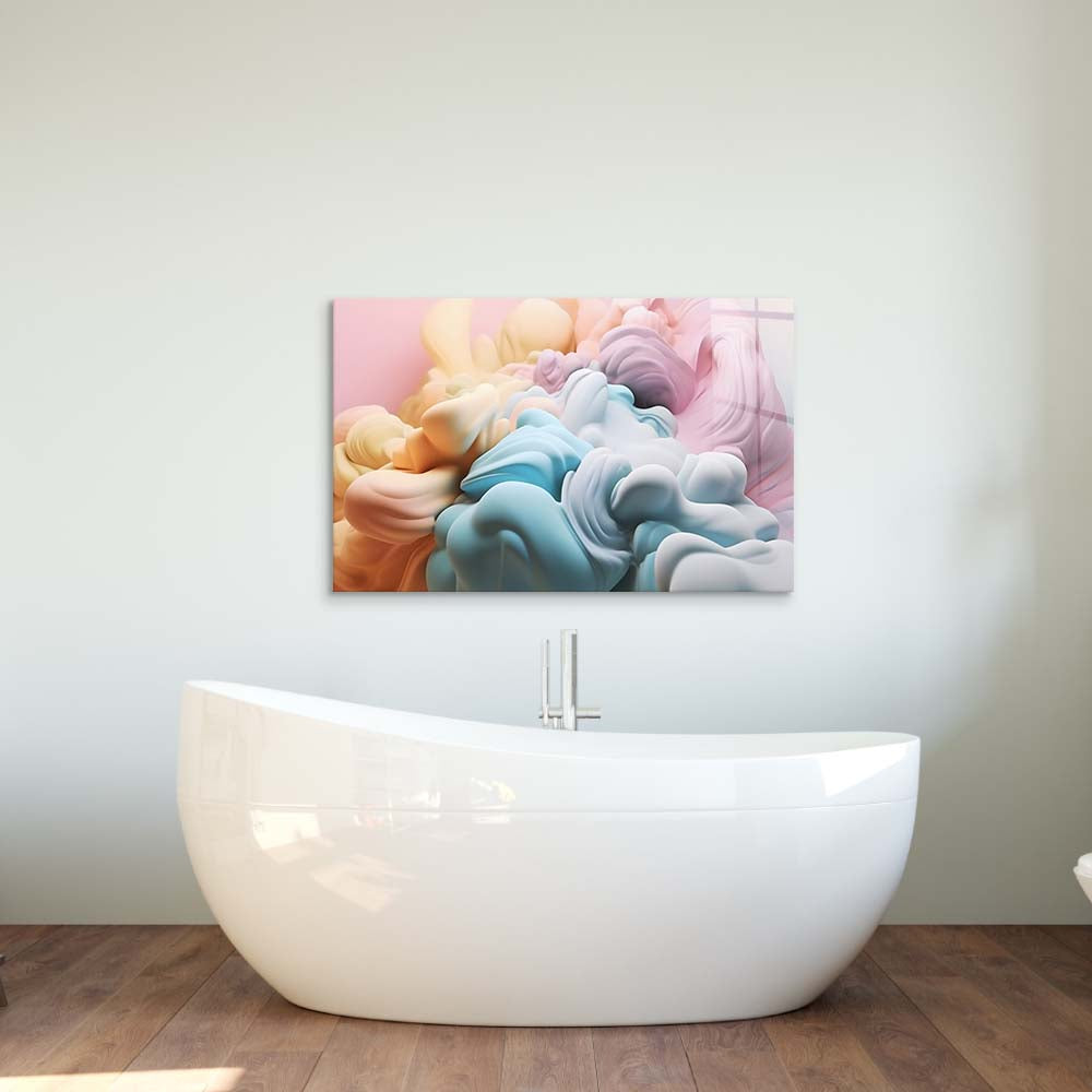 Pastel 3D Cloud Glass Wall Art