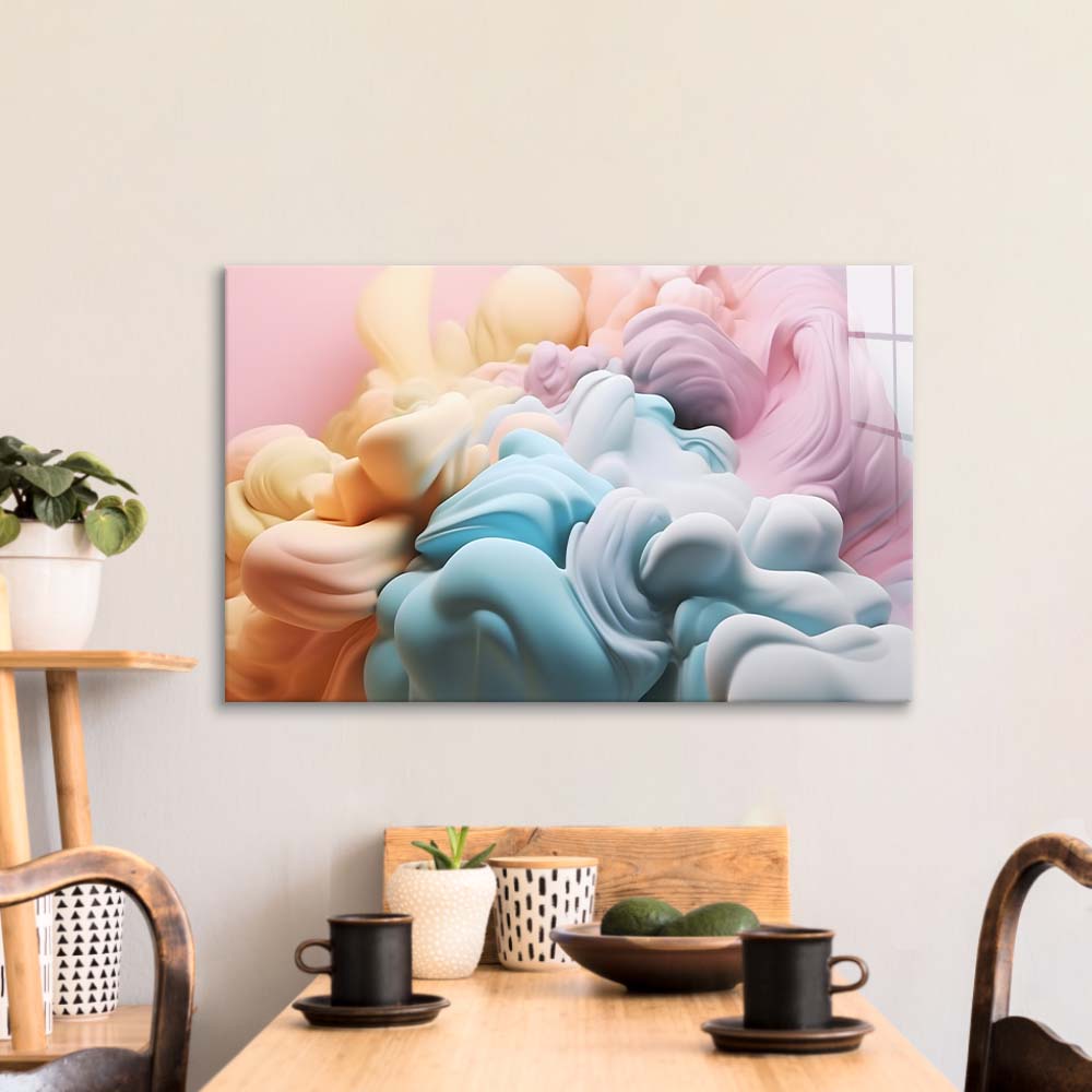 Pastel 3D Cloud Glass Wall Art