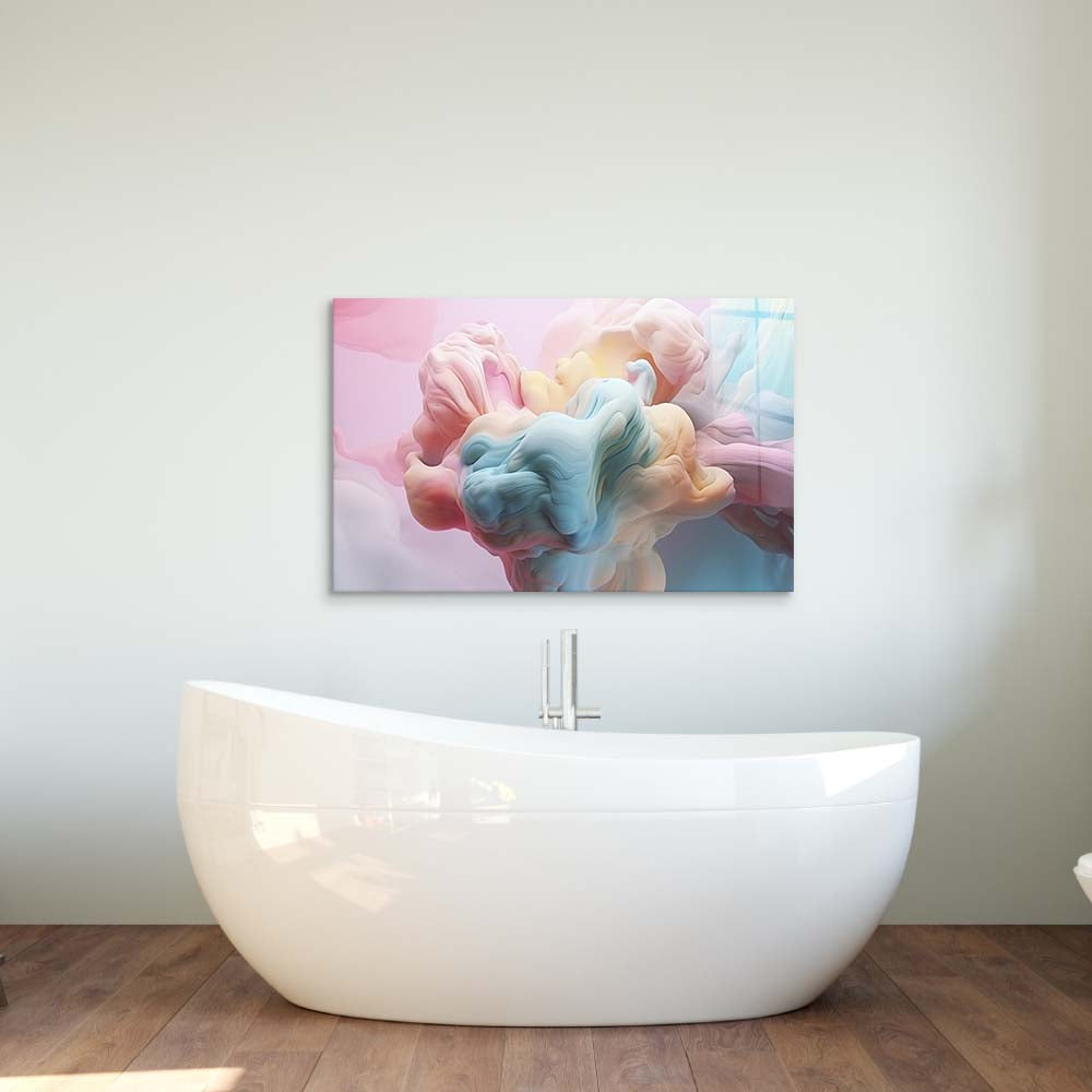 Pastel 3D Clouds 3 Glass Wall Art