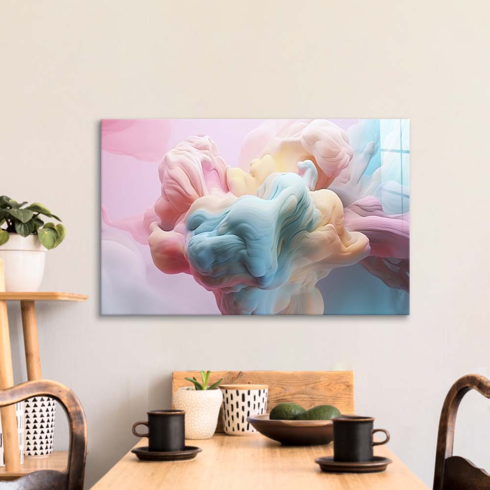 Pastel 3D Clouds 3 Glass Wall Art