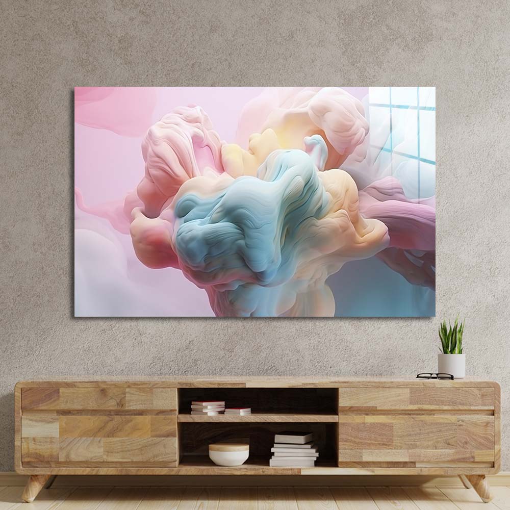Pastel 3D Clouds 3 Glass Wall Art