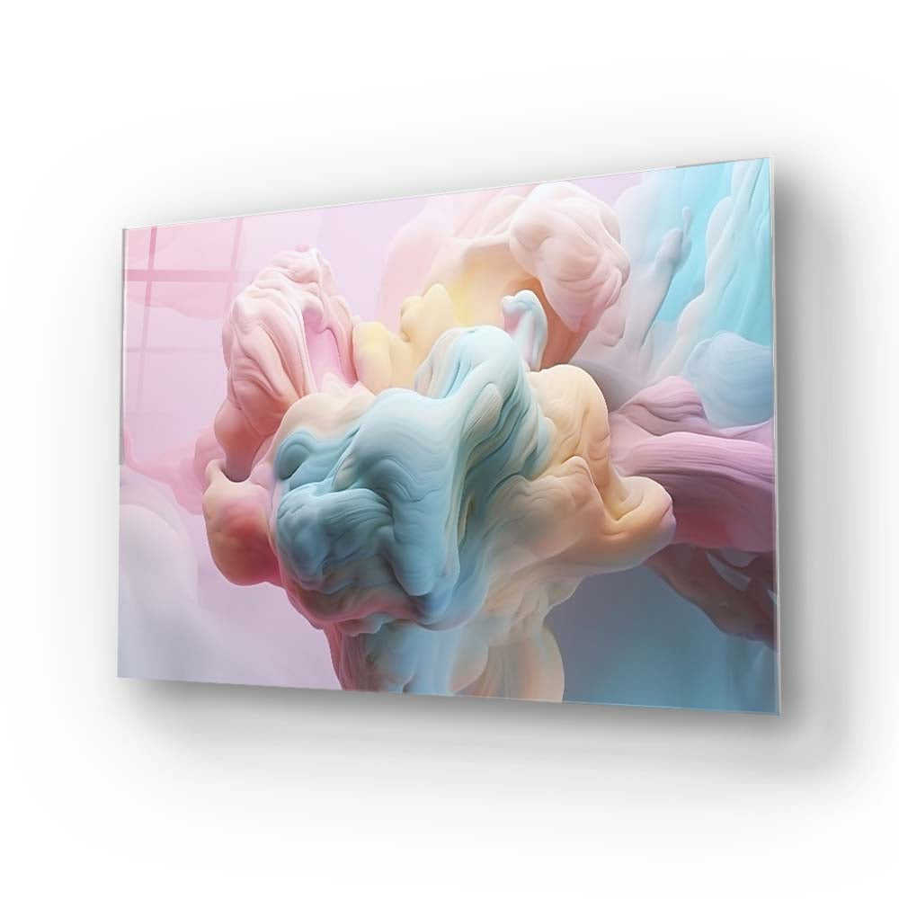 Pastel 3D Clouds 3 Glass Wall Art