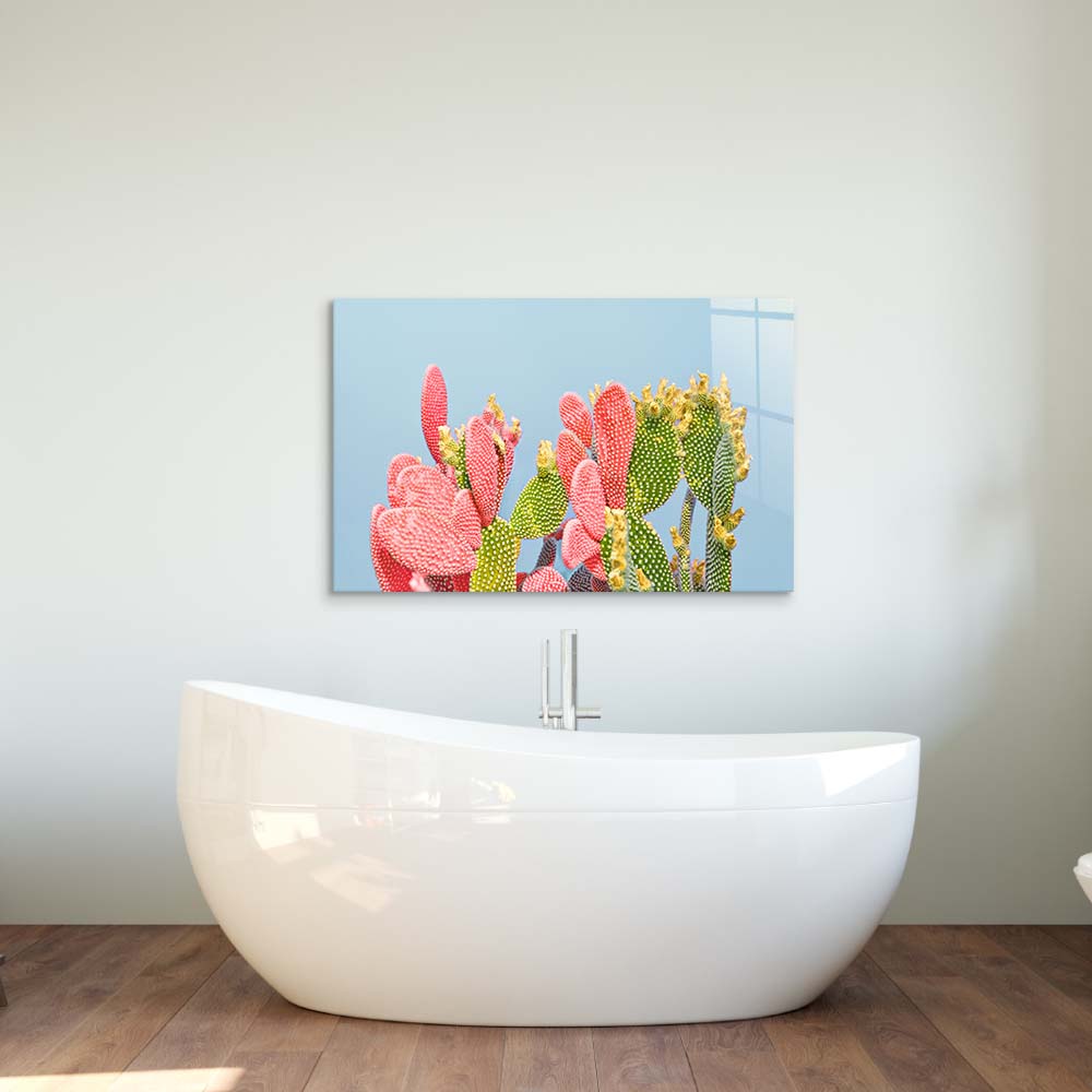 Pastel Cactus Glass Wall Art